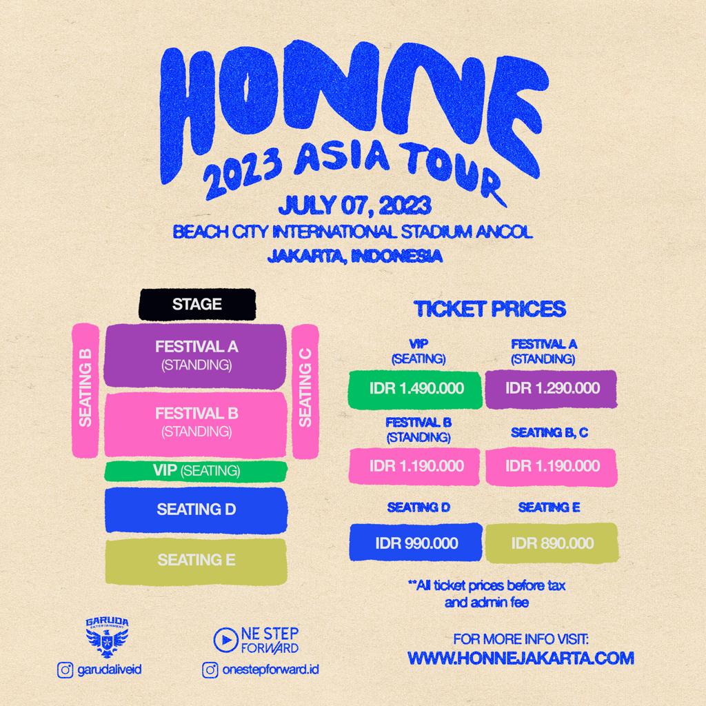 harga tiket dan layout konser HONNE